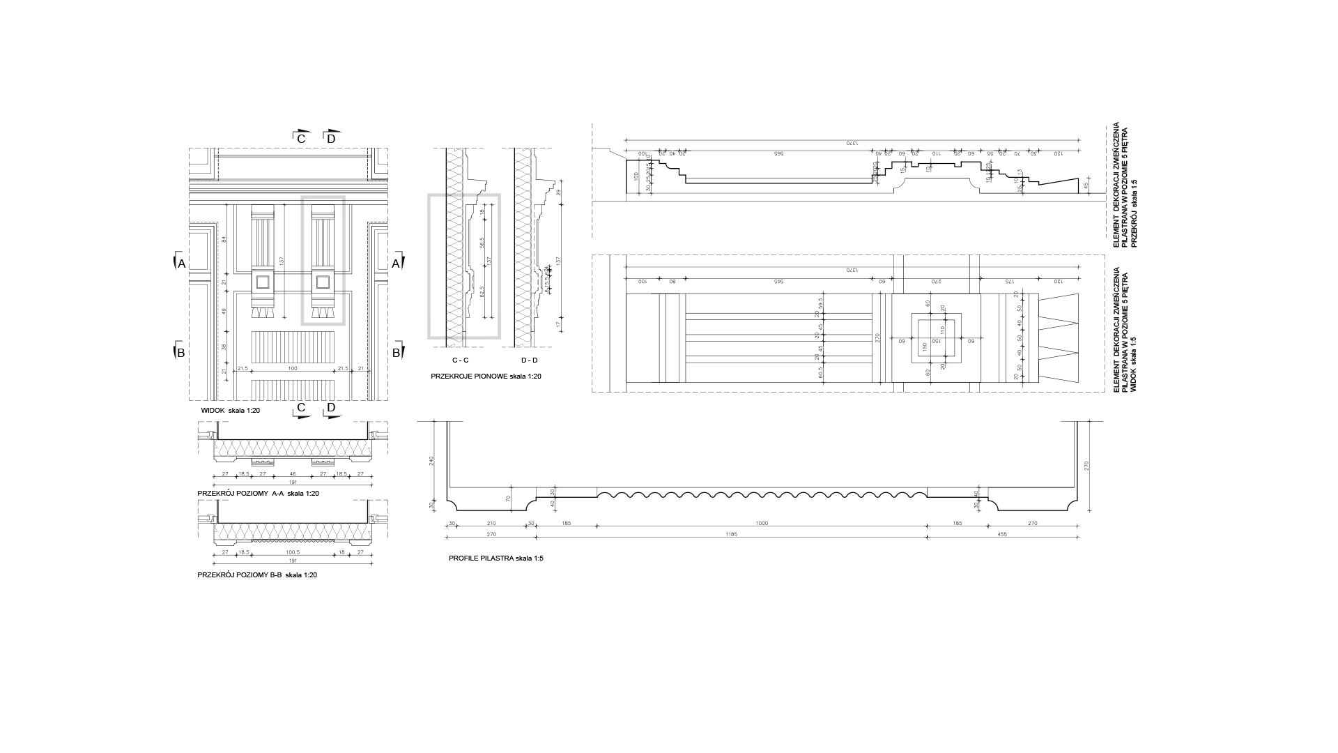 Drawing facade elewacja fasada rysunek architektoniczny kamienica targowa 17